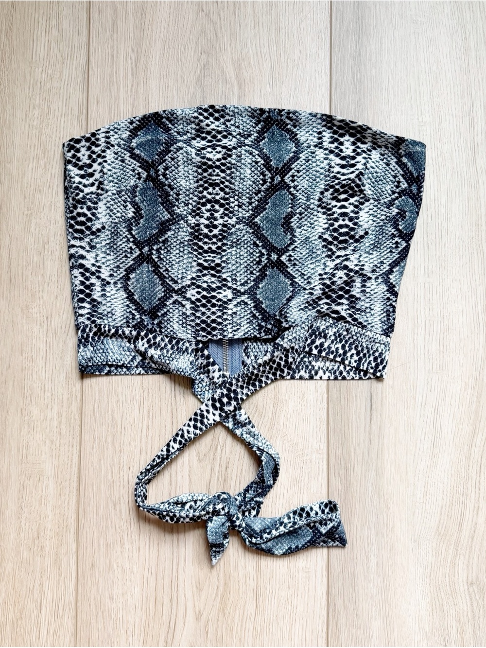 Luvalot Grey and Black Snakeskin Print Strapless Tube Top